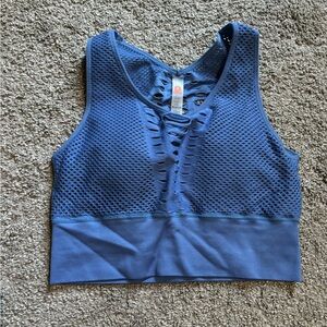 Blue Mesh Sports Bra